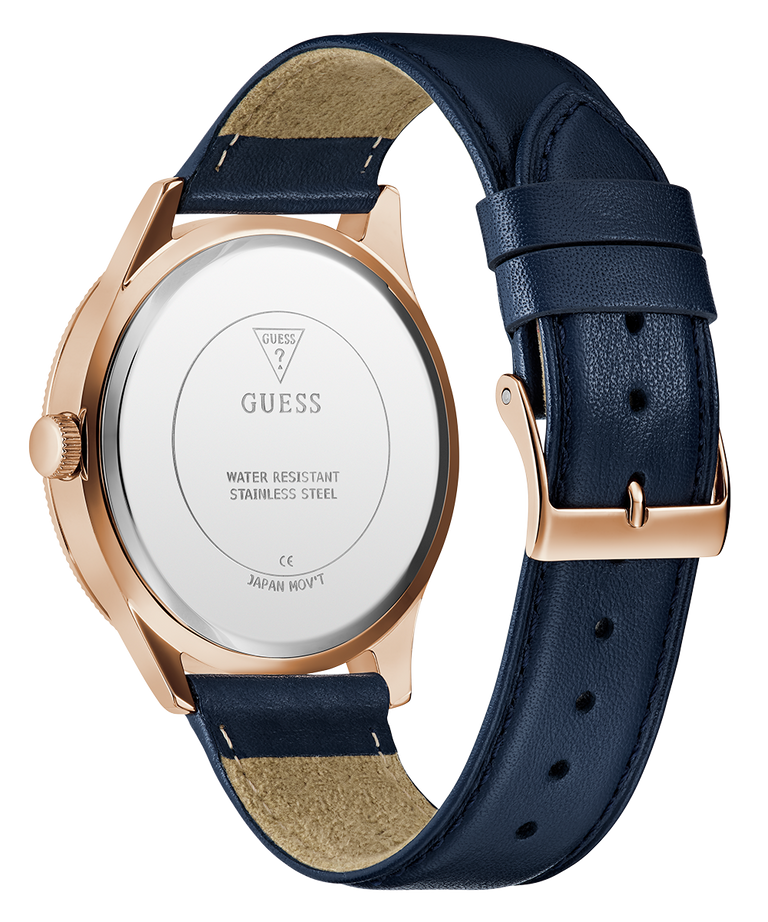 Guess GW0846G2 Men's Quartz Analog Watch Blue Dial Navy Leather Strap