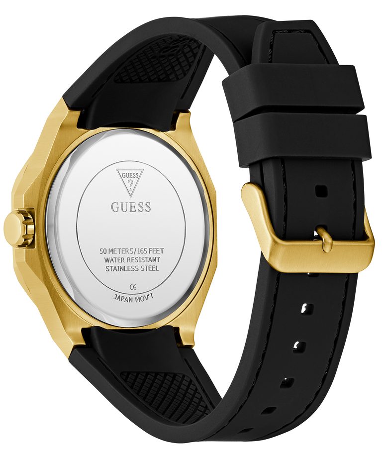 GUESS GW0850G2 Emperor Men's Quartz Analog Watch Black Dial Black Silicone Strap
