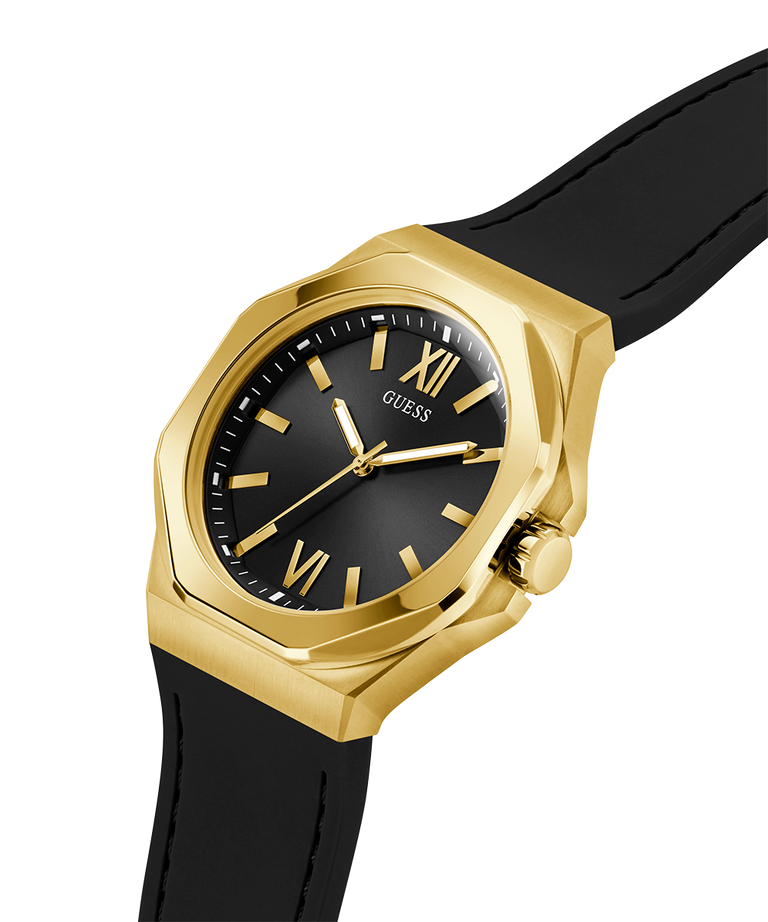 GUESS GW0850G2 Emperor Men's Quartz Analog Watch Black Dial Black Silicone Strap