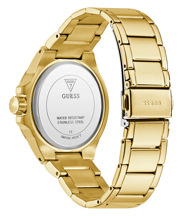 Guess GW0878L2 Women's Quartz Multifunction Watch Champagne Dial Gold Stainless Steel Strap