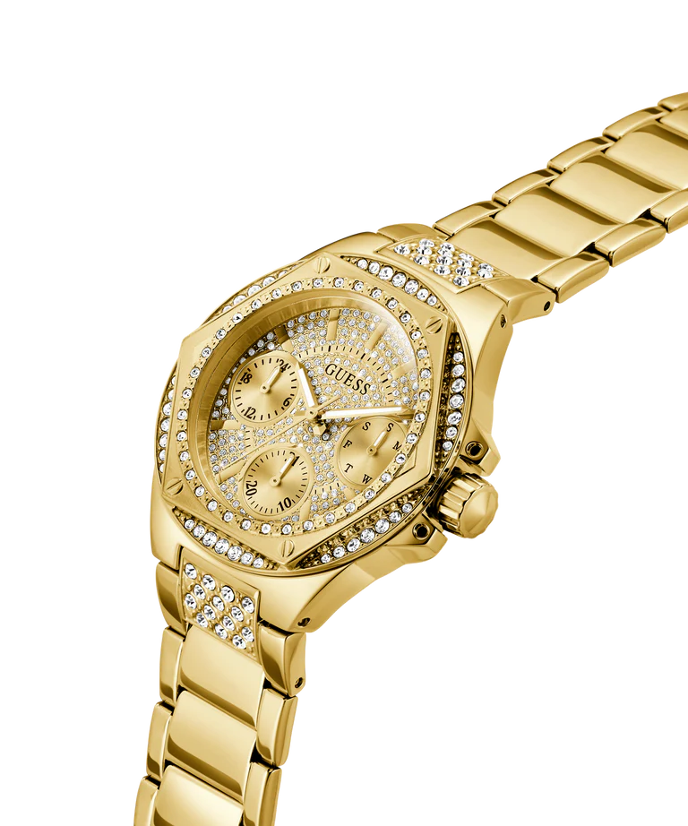 Guess GW0878L2 Women's Quartz Multifunction Watch Champagne Dial Gold Stainless Steel Strap