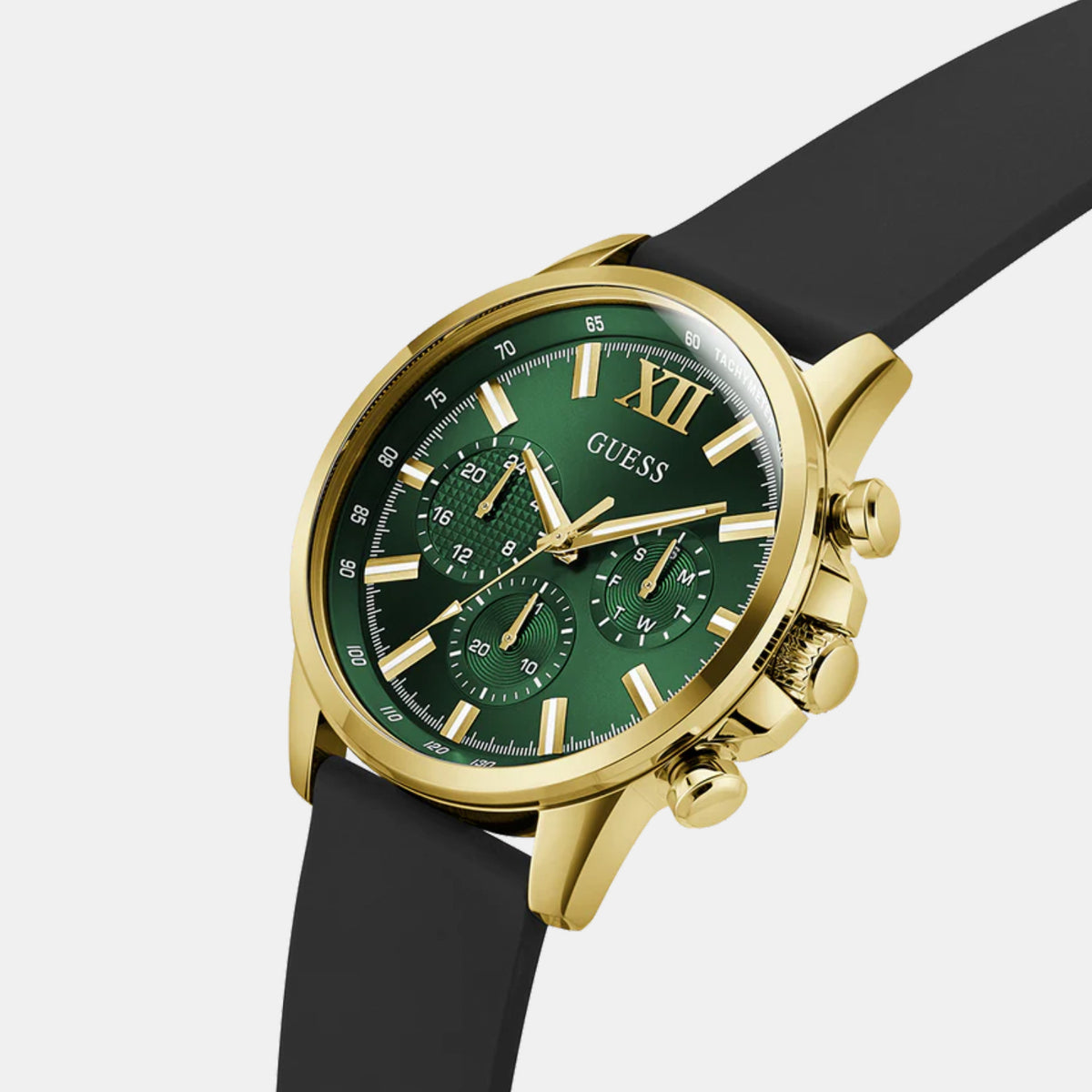 Guess GW0913G4 Black & Green Silicone Multifunction Analog Quartz Watch For Men