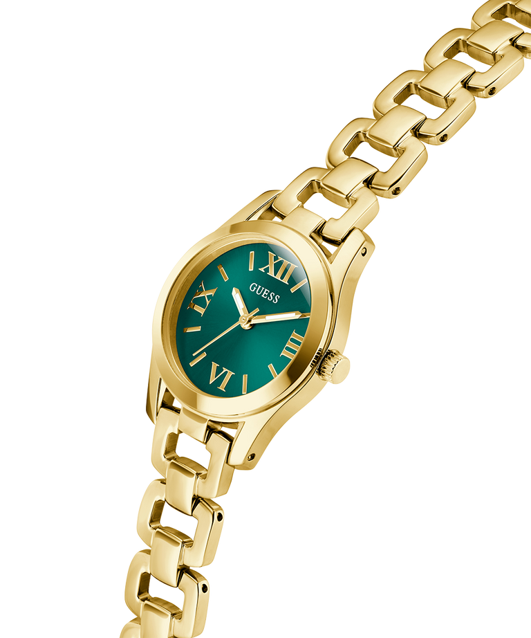 GUESS GW0927L2 Veda Women's Quartz Analog Watch Green Sunray Dial Gold-Tone Stainless Steel Bracelet