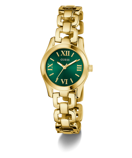 GUESS GW0927L2 Veda Women's Quartz Analog Watch Green Sunray Dial Gold-Tone Stainless Steel Bracelet