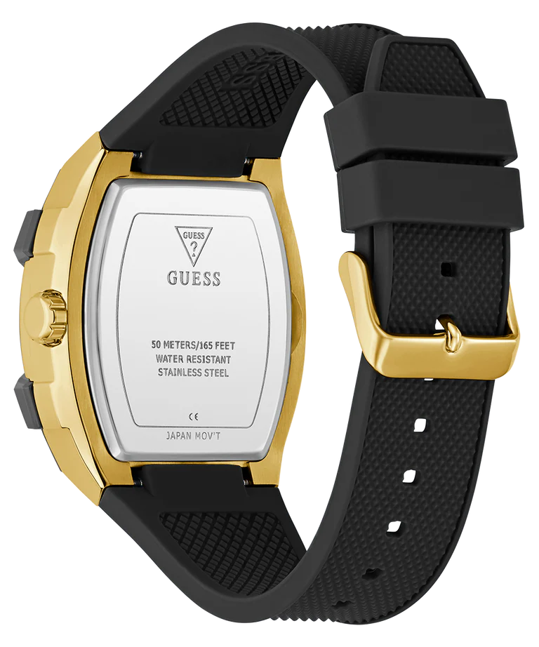 Guess GW0956G2 Phoenix Men's Black Multi-Function Analog Watch with Black Silicone Strap