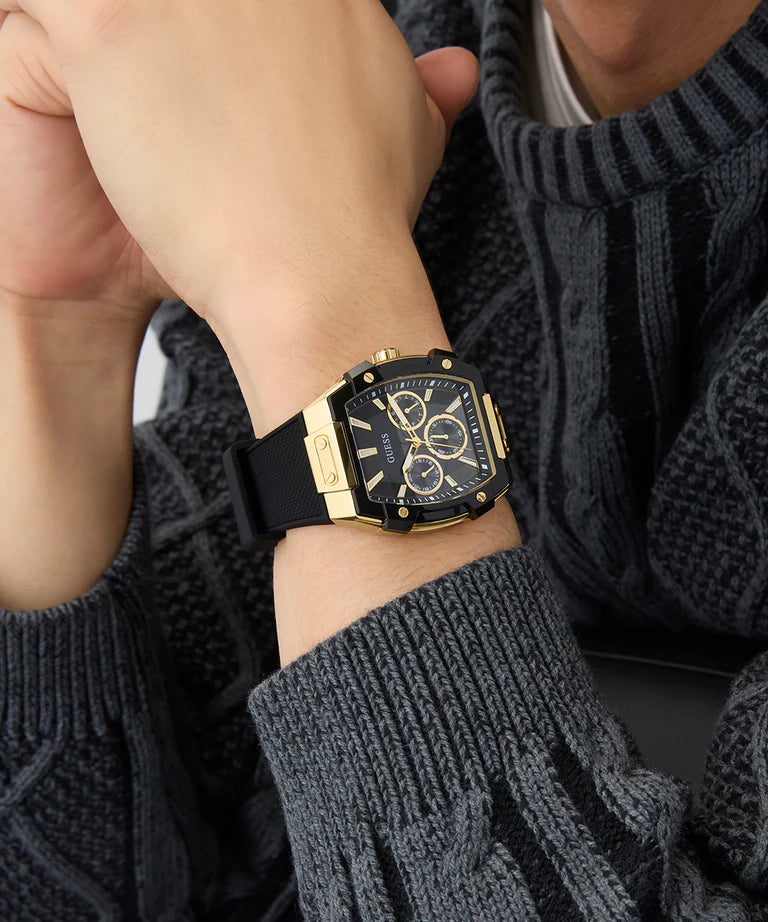 Guess GW0956G2 Phoenix Men's Black Multi-Function Analog Watch with Black Silicone Strap