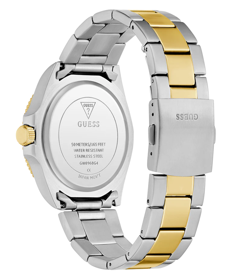 Guess GW0968G4 Men's Quartz Analog Watch Green Dial Two-Tone Stainless Steel Strap