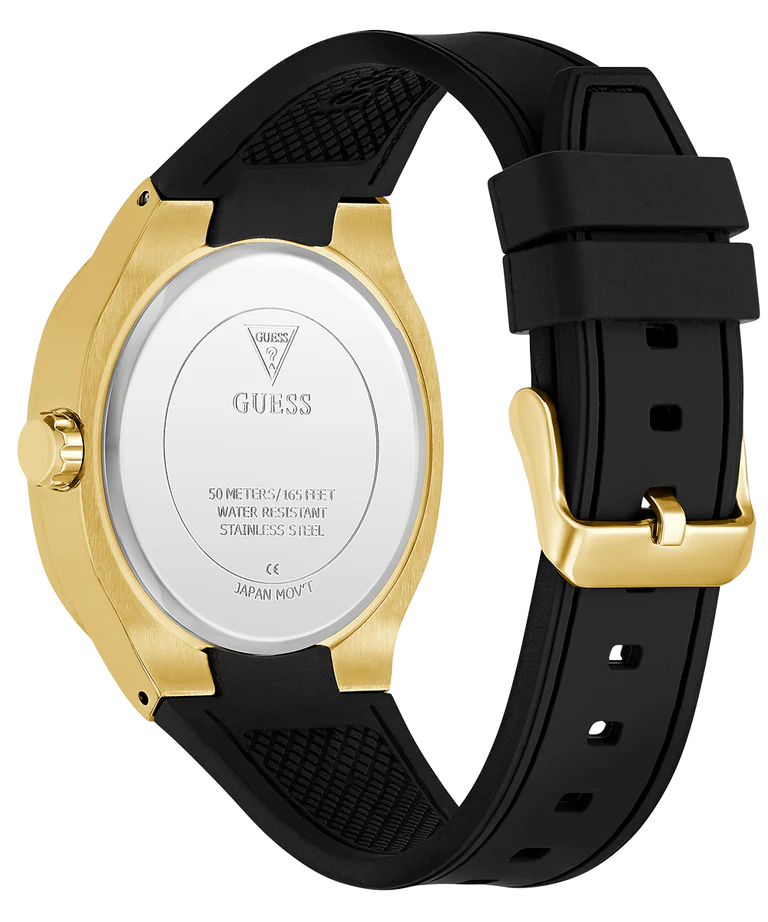 GUESS GW1005G2 Headline Men's Quartz Analog Watch Green Textured Dial Black Silicone Strap