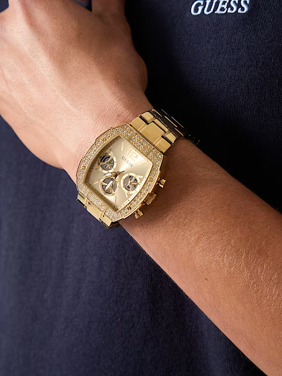 GUESS GW1068G2 Phoenix Quantum Men's Quartz Multifunction Watch Gold Dial Gold Stainless Steel Bracelet