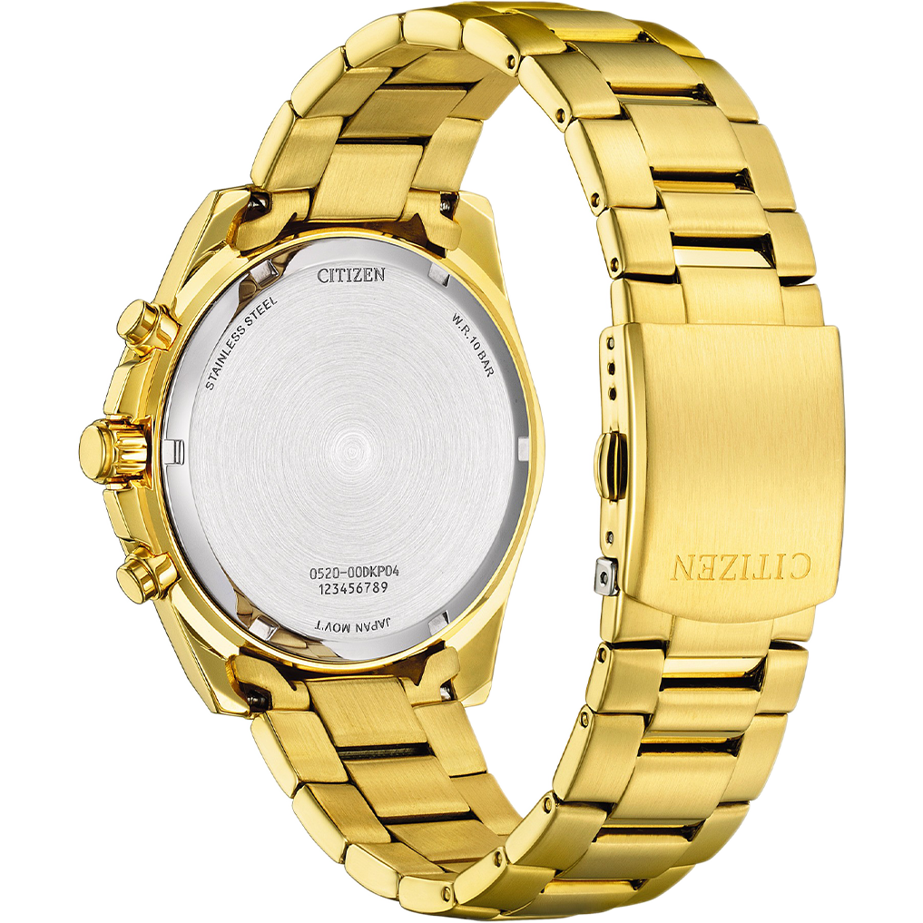 Citizen AN8232-53A Quartz Chronograph White Dial with Gold-Tone Stainless Steel Watch for Men