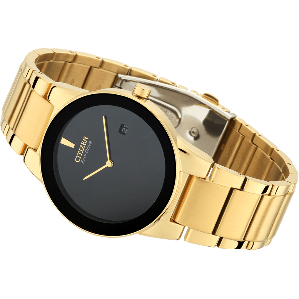 Citizen AU106256E Eco-Drive Quartz Analog Black Dial with Gold-Tone Stainless Steel Watch for Men