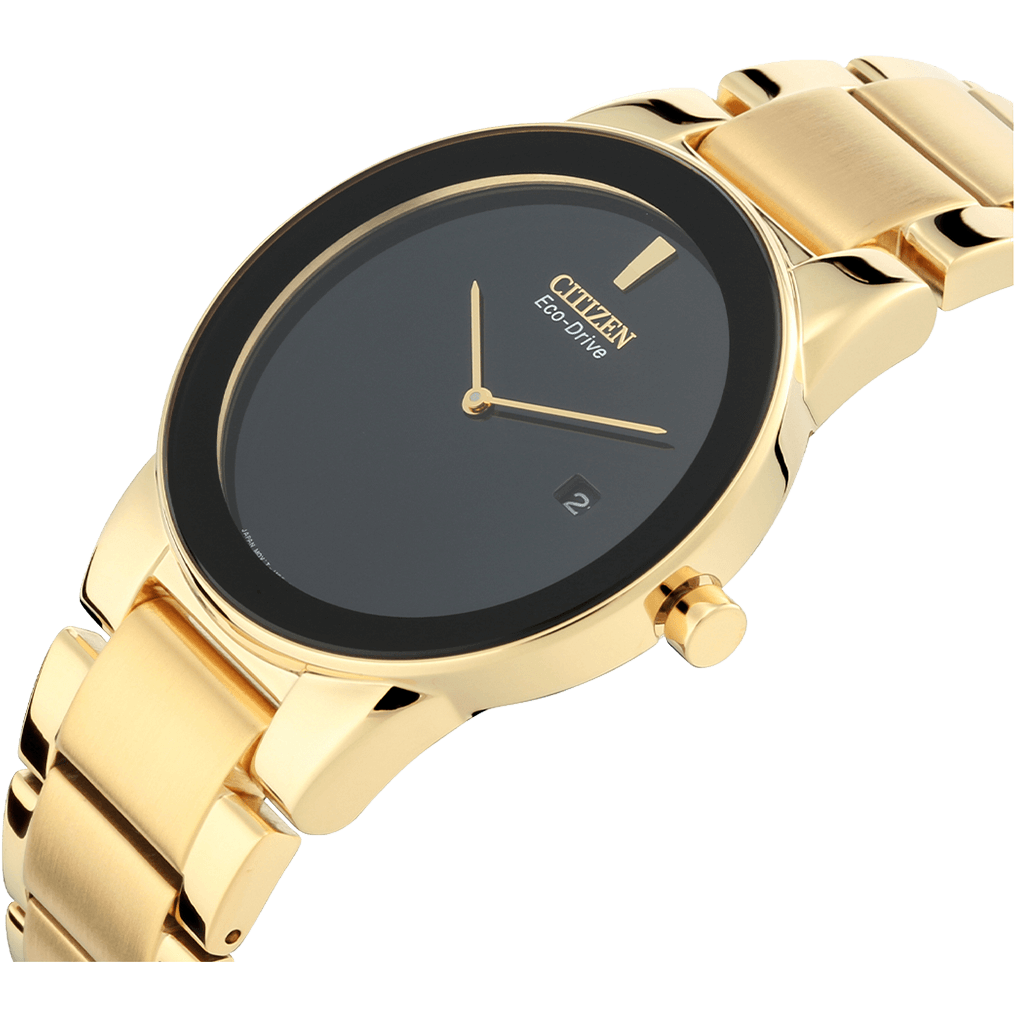 Citizen AU106256E Eco-Drive Quartz Analog Black Dial with Gold-Tone Stainless Steel Watch for Men