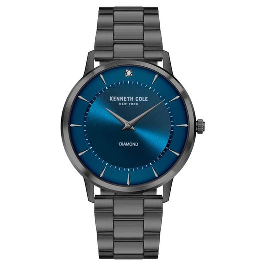 Kenneth Cole NTKCWGG2106303MN Quartz Men’s Blue Dial Round Analog Watch with Grey Stainless Steel Strap