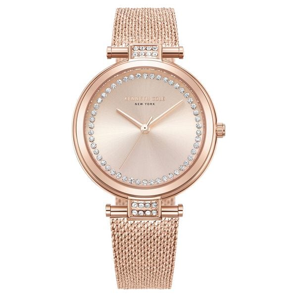 Kenneth Cole KCWLG0026802LD women’s mesh watch front rose‑gold dial
