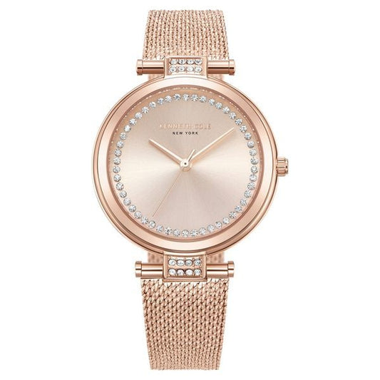 Kenneth Cole KCWLG0026802LD women’s mesh watch front rose‑gold dial