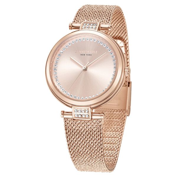 Kenneth Cole KCWLG0026802LD rose‑gold mesh strap close-up