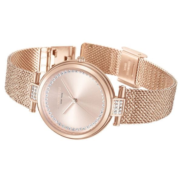Kenneth Cole KCWLG0026802LD Women Quartz Rose‑Gold Dial Rose‑Gold Stainless Steel Mesh Watch