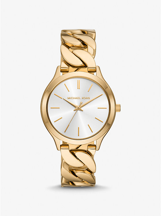 Michael Kors MK7472I Women Quartz White Dial Gold-Tone Stainless Steel Runway Watch