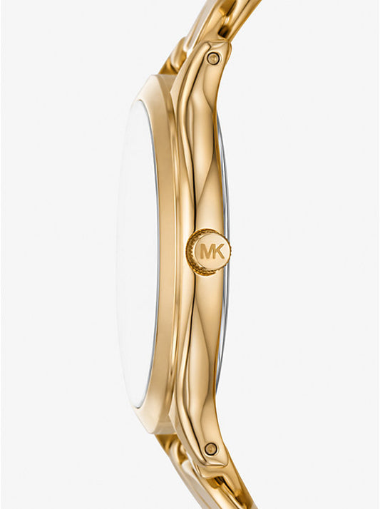 Michael Kors MK7472I Women Quartz White Dial Gold-Tone Stainless Steel Runway Watch