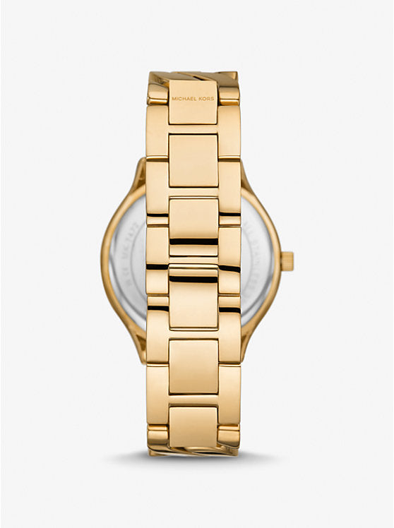 Michael Kors MK7472I Women Quartz White Dial Gold-Tone Stainless Steel Runway Watch