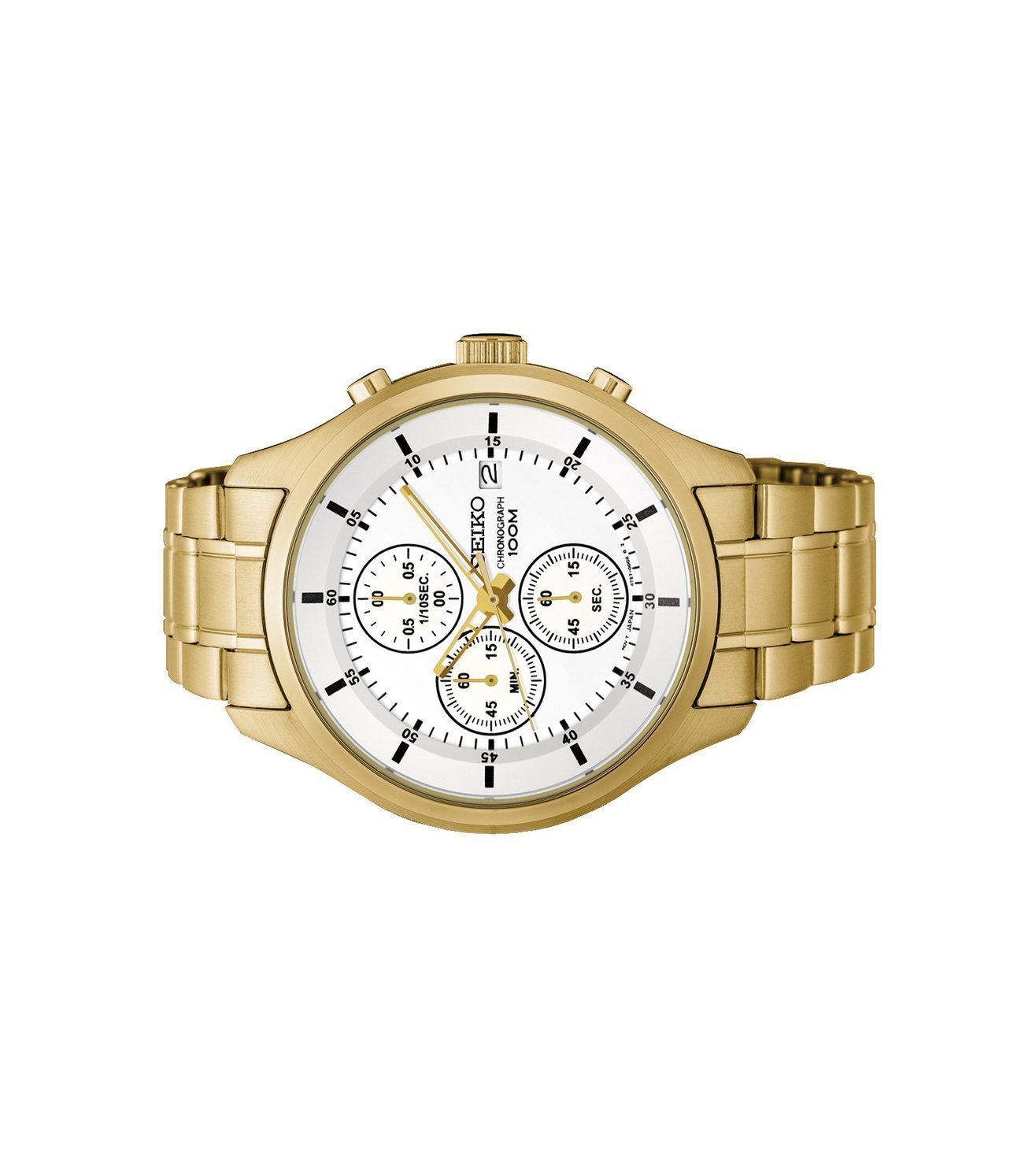 Seiko SKS544P1 Men Quartz White Dial Stainless Steel Chronograph Watch