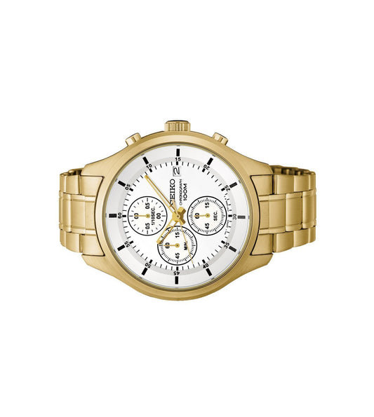 Seiko SKS544P1 Men Quartz White Dial Stainless Steel Chronograph Watch