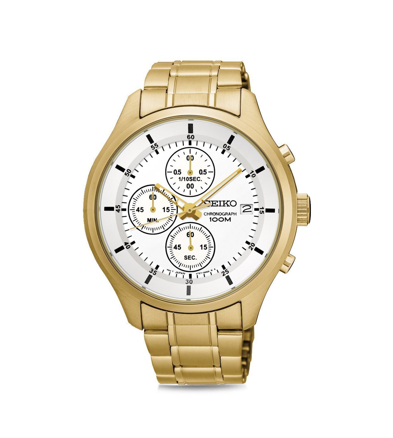 Seiko SKS544P1 Men Quartz White Dial Stainless Steel Chronograph Watch
