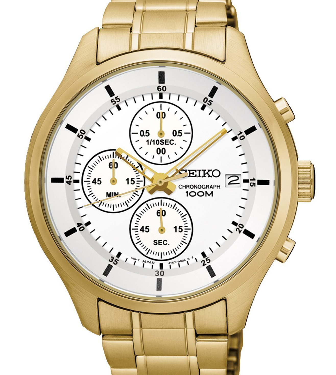 Seiko SKS544P1 Men Quartz White Dial Stainless Steel Chronograph Watch