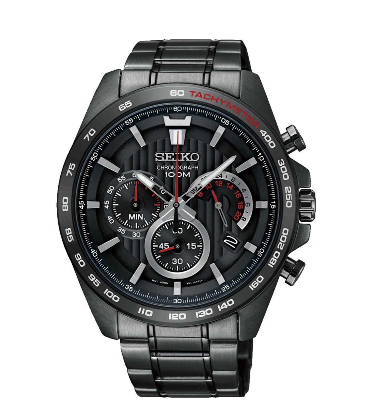 Seiko SSB311P1 Men Quartz Black Dial Stainless Steel Chronograph Watch