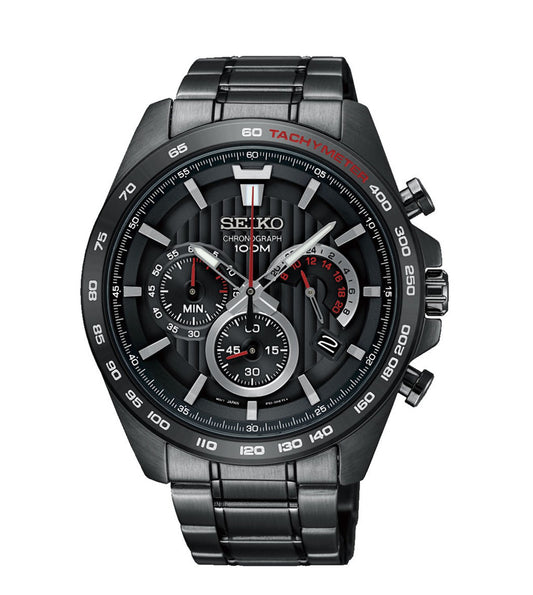 Seiko SSB311P1 Men Quartz Black Dial Stainless Steel Chronograph Watch