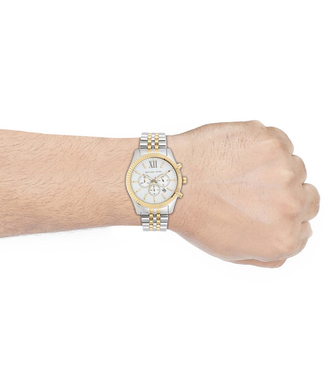 Michael Kors MK8344I Men Quartz White Dial Stainless Steel Two-Tone Lexington Chronograph Watch