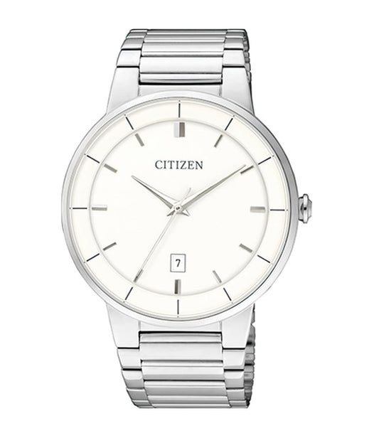 Citizen BI5010-59A Analog Quartz Men’s Watch | White Dial | Silver Stainless Steel Bracelet | Date Display | 50 m Water Resistant