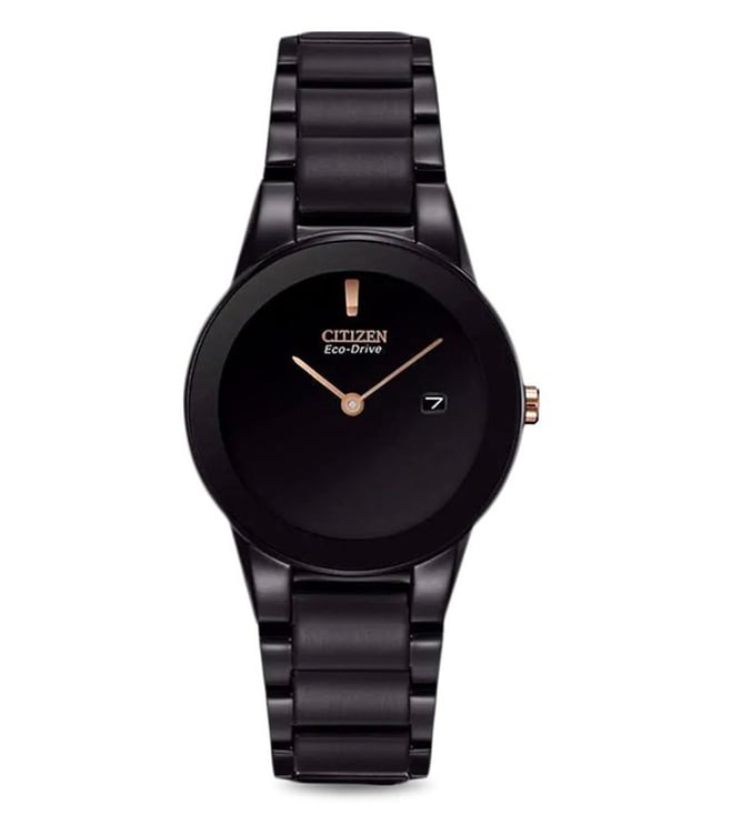 Citizen GA1055-57F Axiom Eco-Drive Women’s Watch | Black Dial | Black Stainless Steel Bracelet | Date Display | Light-Powered