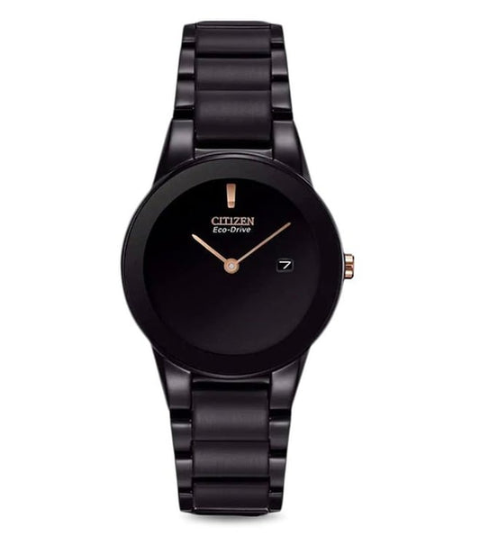 Citizen GA1055-57F Axiom Eco-Drive Women’s Watch | Black Dial | Black Stainless Steel Bracelet | Date Display | Light-Powered