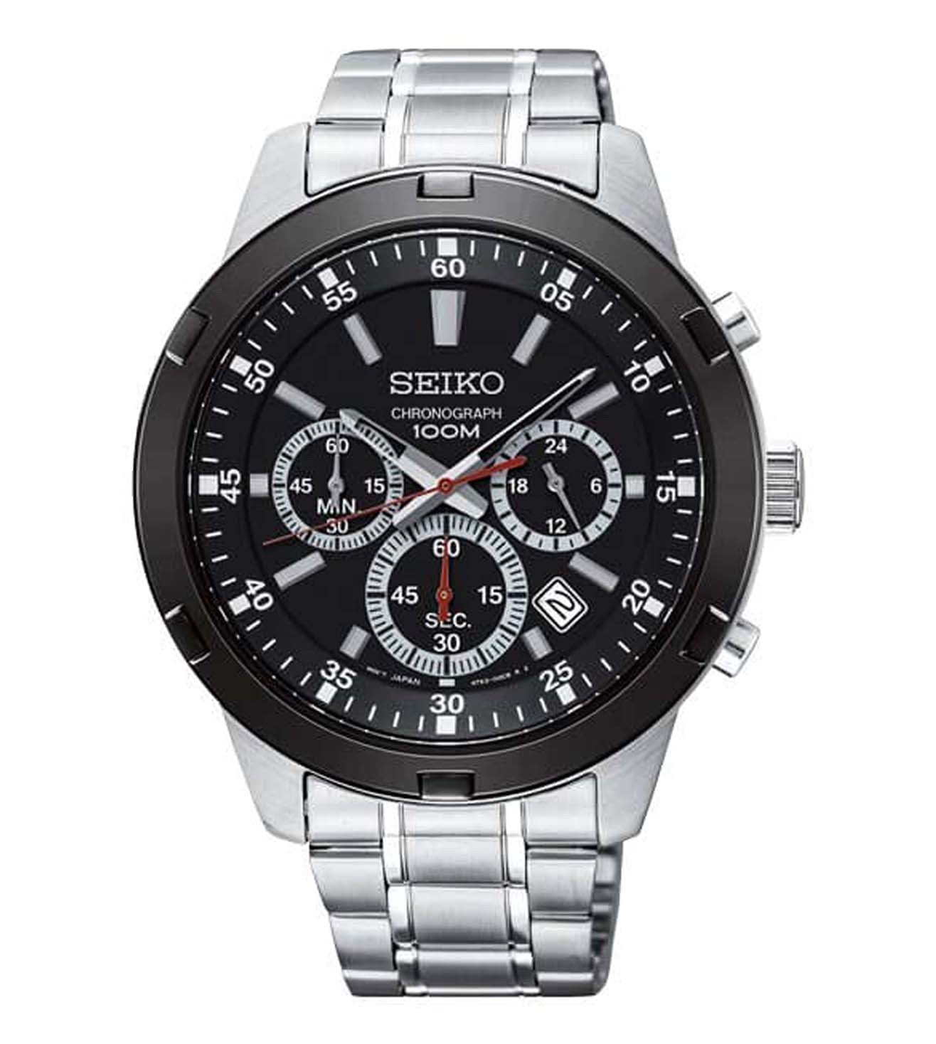 Seiko SKS611P1 Men Quartz Black Dial Stainless Steel Chronograph Watch