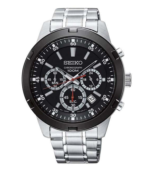 Seiko SKS611P1 Men Quartz Black Dial Stainless Steel Chronograph Watch