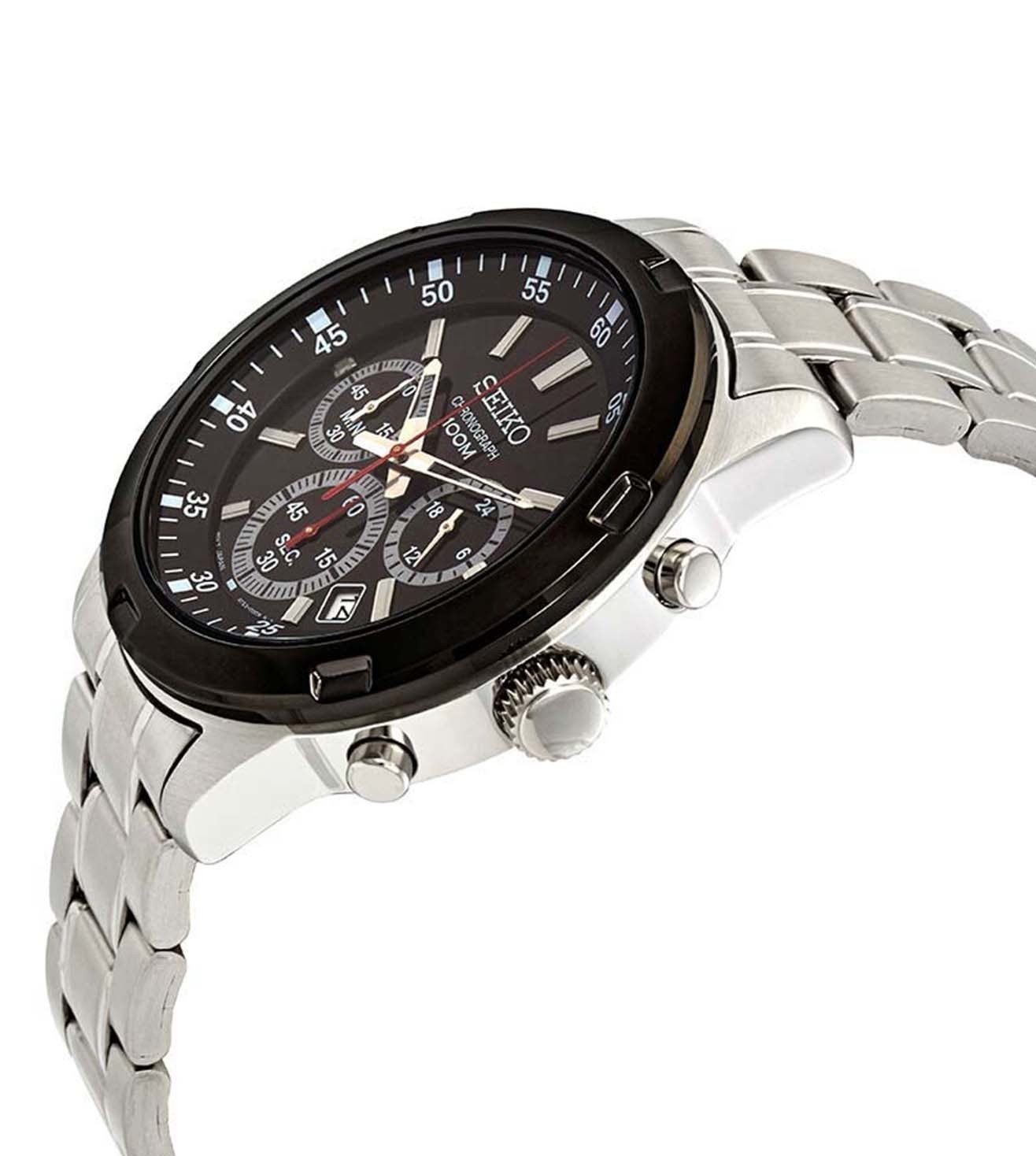 Seiko SKS611P1 Men Quartz Black Dial Stainless Steel Chronograph Watch