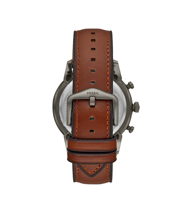 Fossil FS5522I Men's Quartz Chronograph Watch Grey Dial Brown Leather Strap
