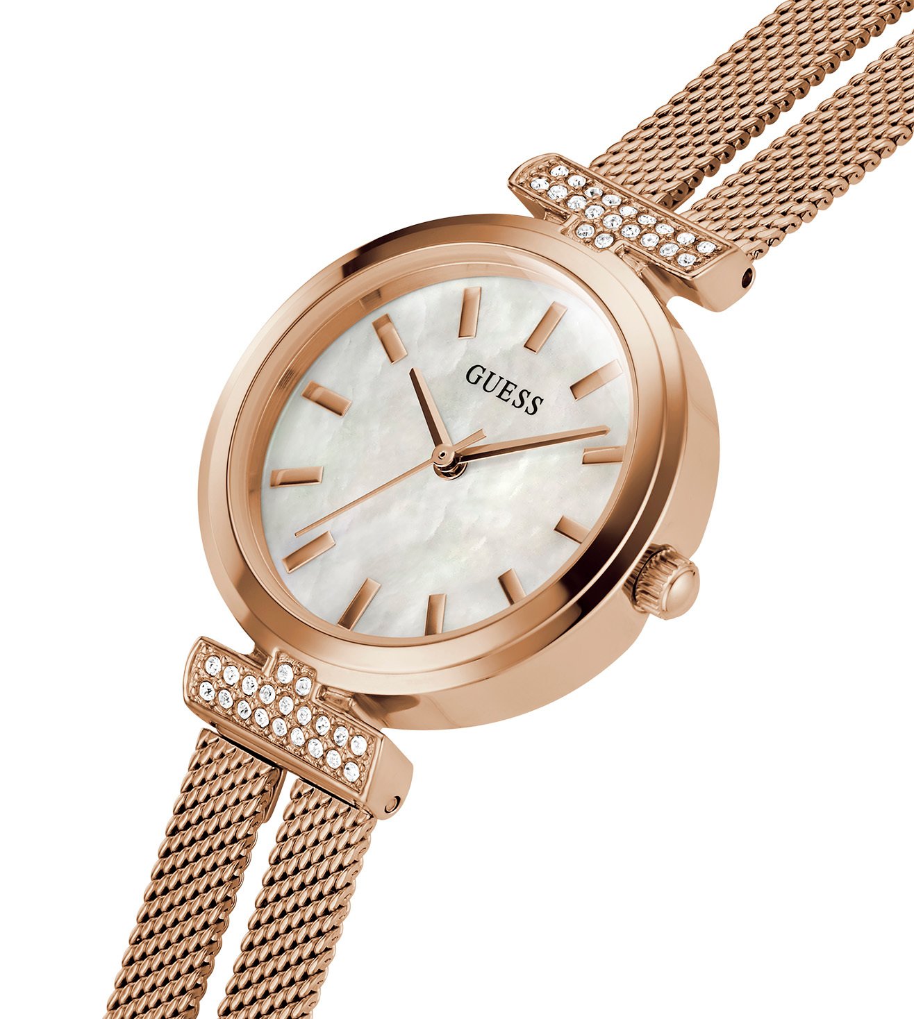 Guess GW0471L3 Quartz Analog Mother-of-Pearl Dial Women’s Watch with Rose Gold Stainless Steel Strap