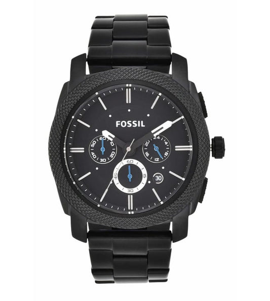 Fossil FS4552I Men's Quartz Chronograph Watch Black Dial Black Stainless Steel Strap
