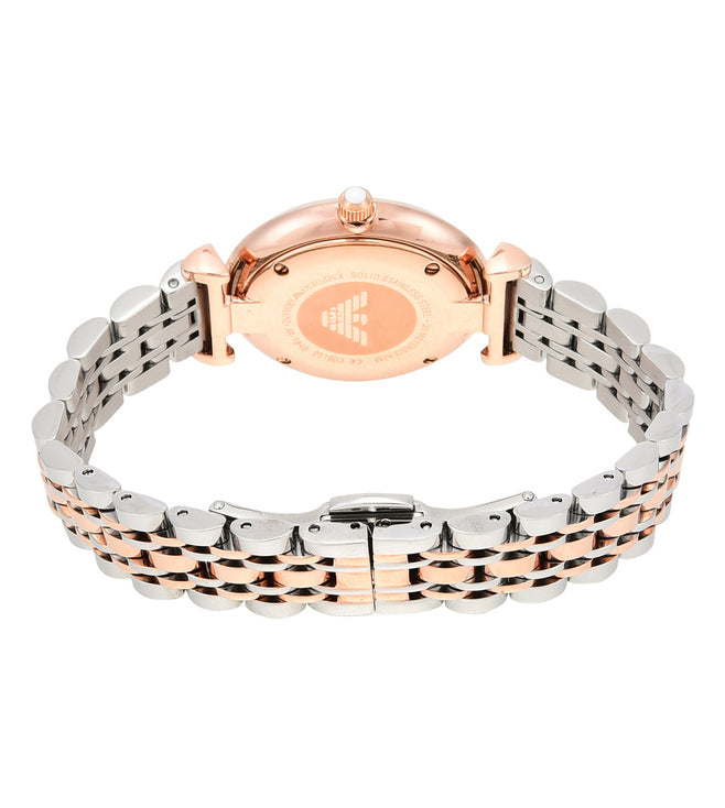 Emporio Armani AR1926I Gianni T-Bar Women's White Dial Two-Tone Rose Gold Stainless Steel Watch
