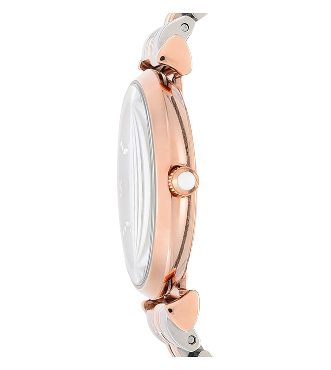 Emporio Armani AR1926I Gianni T-Bar Women's White Dial Two-Tone Rose Gold Stainless Steel Watch