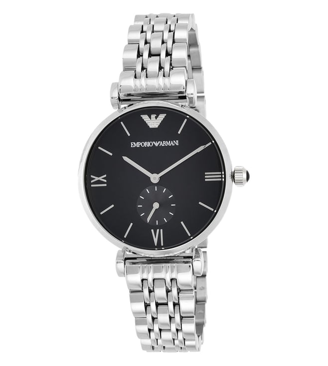 Emporio Armani AR1676 Gianni Men's Black Dial Silver Stainless Steel Analog Watch