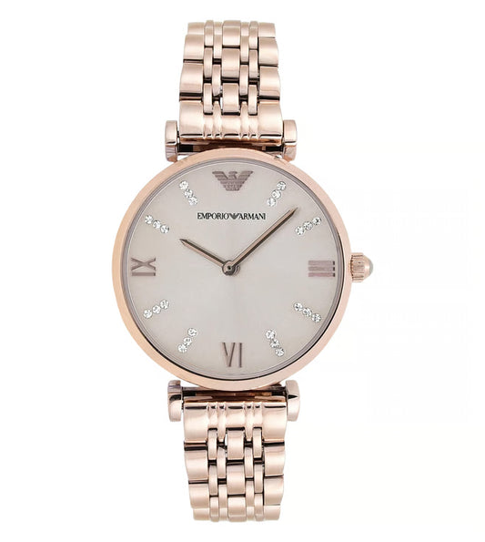 Emporio Armani AR11059 Gianni T-Bar Women's Rose Gold Stainless Steel Analog Quartz Watch 32mm | Luxury Designer Watch