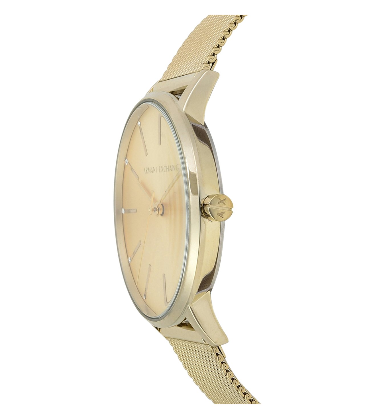 Armani Exchange AX5536 Women’s Analog Gold Sunray Dial Stainless Steel Mesh Bracelet Watch