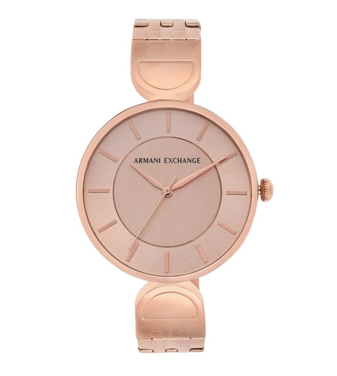Armani Exchange AX5328I Women's Quartz Analog Watch Rose Gold Sunray Dial Rose Gold Stainless Steel Bracelet