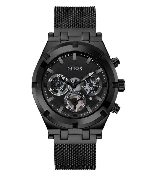 Guess GW0582G3 Analog Quartz Men Black Dial Black Stainless Steel Mesh Strap Watch
