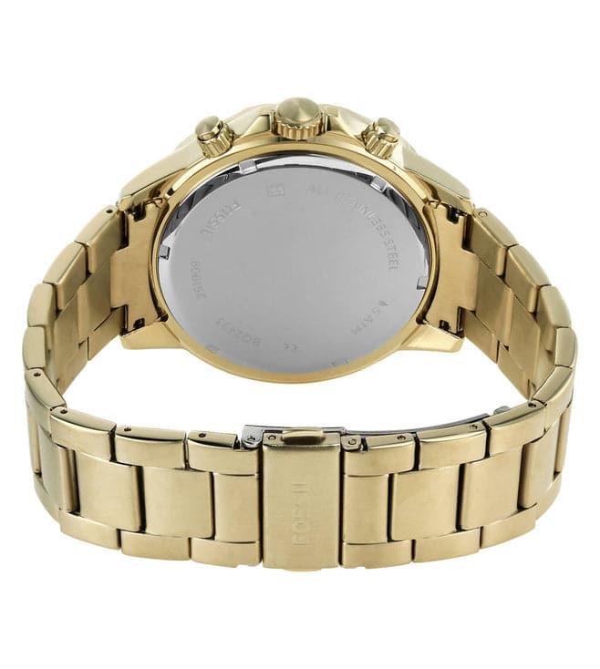 Fossil BQ2493I Men's Quartz Multifunction Watch Green Dial Gold Stainless Steel Strap