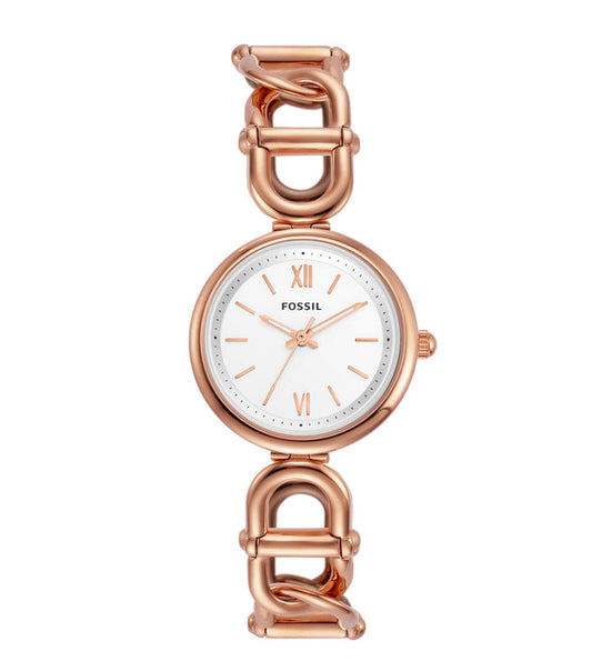Fossil ES5273I Women's Quartz Analog Watch Silver Dial Rose Gold Stainless Steel Strap