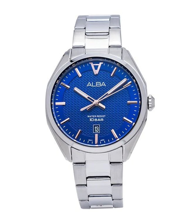 Alba AS9K73X1 Analog Quartz Men’s Watch with Blue Dial & Stainless Steel Strap